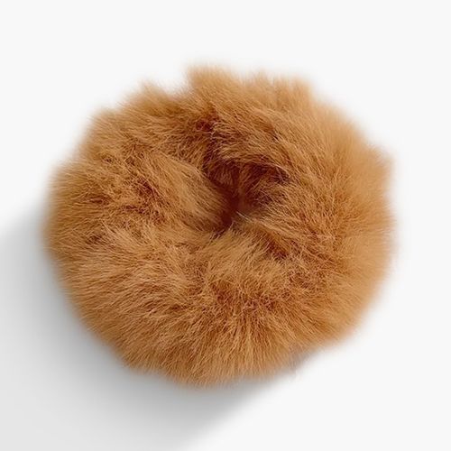 Chouchou Classique Pour Cheveux En Fausse Fourrure Fluffy Doux Marron