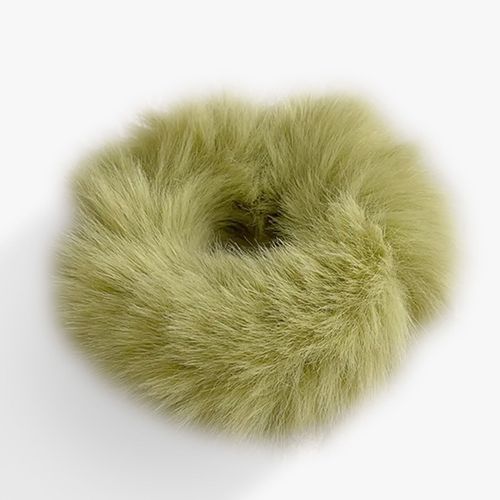 Chouchou Classique Pour Cheveux En Fausse Fourrure Fluffy Doux Vert