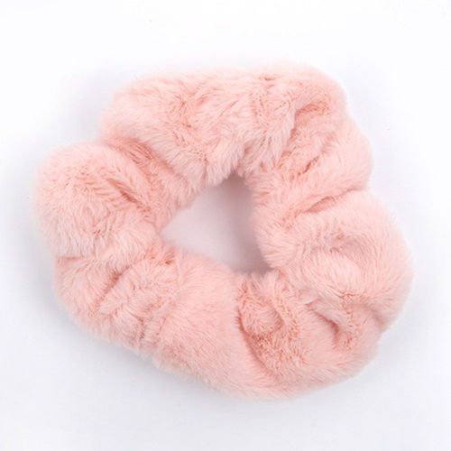 Chouchou Pelucheux Pour Cheveux En Minky Fluffy Délicat Rose