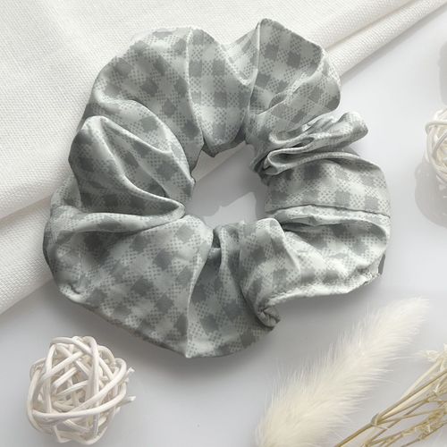 Chouchou Classique Pour Cheveux En Coton Vichy Vintage Gris
