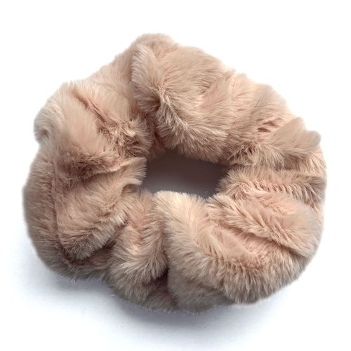 Chouchou Pelucheux Pour Cheveux En Minky Fluffy Délicat Crème