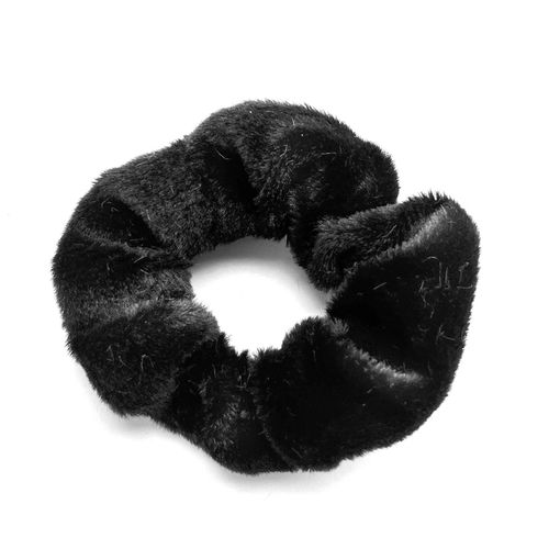 Chouchou Pelucheux Pour Cheveux En Minky Fluffy Délicat Noir