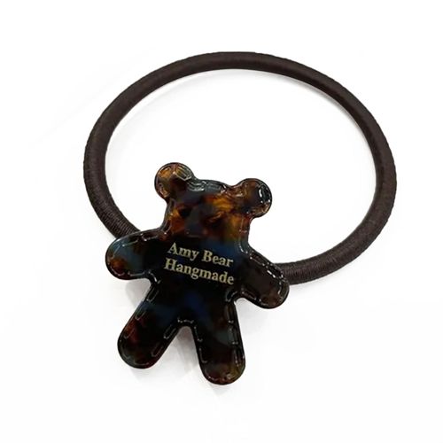 Élastique Casual Pour Cheveux À Manchon Ourson Teddy Irisé Adorable Brun Ébène