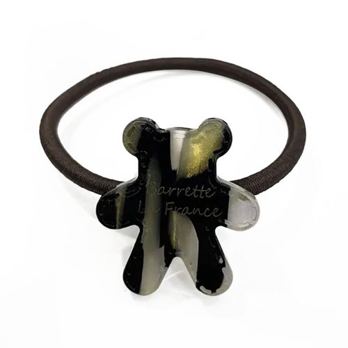 Élastique Casual Pour Cheveux À Manchon Ourson Teddy Irisé Adorable Noir Doré