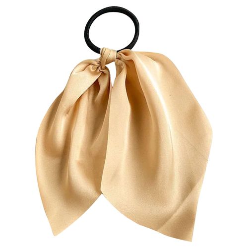 Élastique Foulard Pour Cheveux À Ruban En Satin Uni Beige