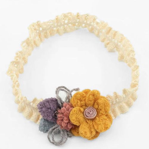 Bandeau Princesses Pour Cheveux En Dentelle Et Fleur Coquette Jaune