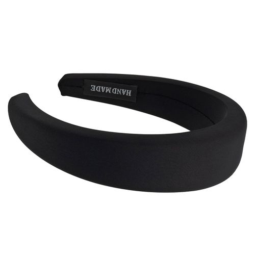 Serre-Tête Large Pour Cheveux En Satin Coussiné Glamour Noir