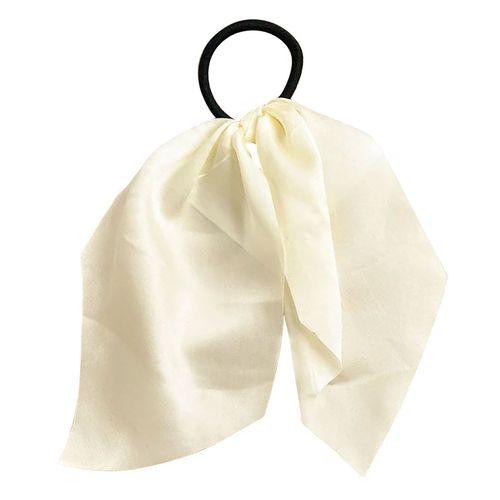 Élastique Foulard Pour Cheveux À Ruban En Satin Uni Ivoire