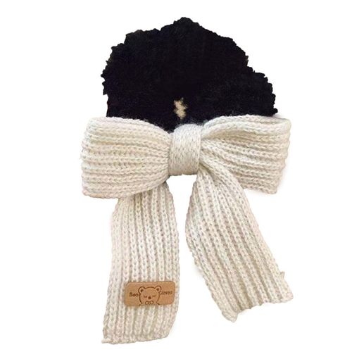 Chouchou Duveteux Pour Cheveux En Fourrure Et N?ud En Tricot Cosy Camel