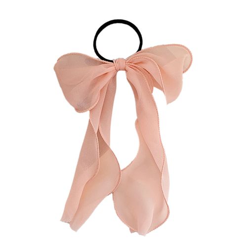 Élastique Casual Pour Cheveux À N?ud Long Translucide Sophistiqué Rose