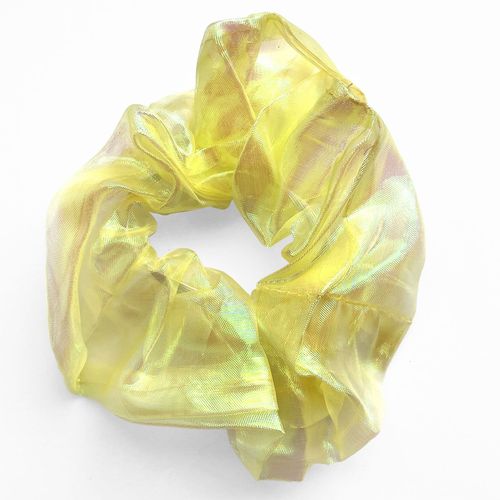 Chouchou Brillant Pour Cheveux En Tissu Vaporeux Style Coréen Jaune