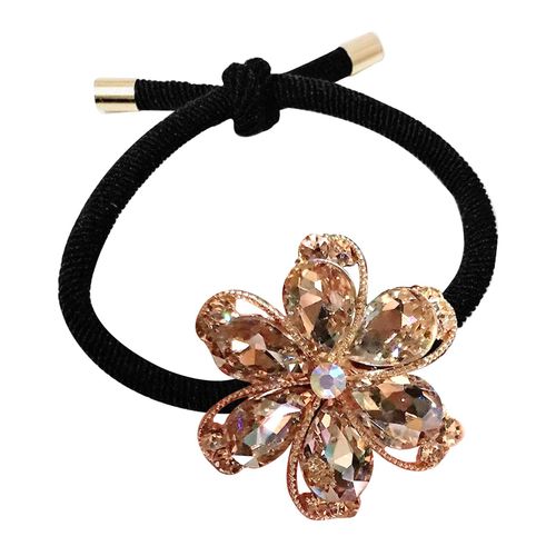 Élastique Casual Pour Cheveux À Fleur Lustrée En Strass Raffiné Beige