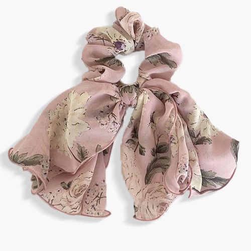 Chouchou Foulard Pour Cheveux En Voile Épais Maxi Floral Bohème Chic Rose