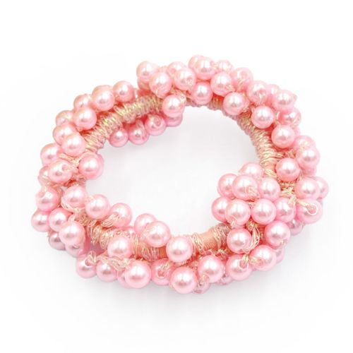 Élastique Pour Cheveux Avec Perles Brillants Glamour Rose