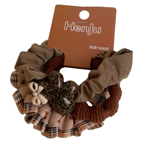 Lot De 3 Chouchous Casual Pour Cheveux À N?ud Et Charms Irisés Minimaliste Marron