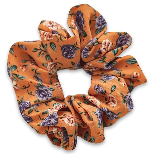 Chouchou Classique Pour Cheveux En Coton Fleuri Printanier Orange