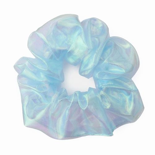 Chouchou Brillant Pour Cheveux En Tissu Vaporeux Style Coréen Bleu