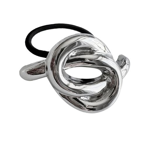 Élastique Fantaisie Pour Cheveux N?ud Sculptural Chic Argenté