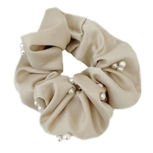 Chouchou Classique Pour Cheveux En Satin Perlé Glamour Beige