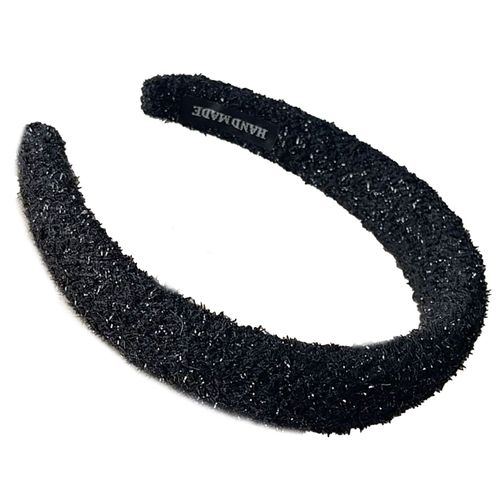 Serre-Tête Large Pour Cheveux En Laine Uni Vintage Glam Noir