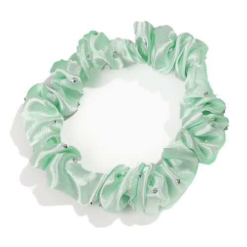 Chouchou Classique Pour Cheveux En Satin Plissé Diamant Chic Vert