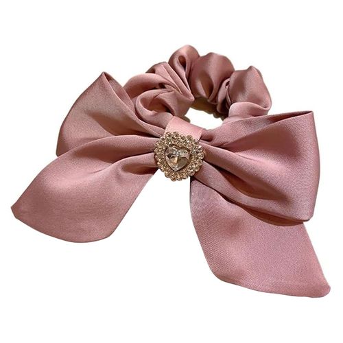 Chouchou Classique Pour Cheveux En Satin Papillon Avec Diamant Rose