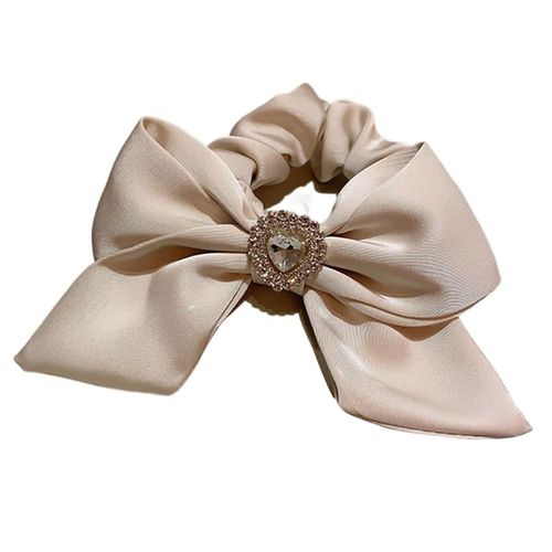 Chouchou Classique Pour Cheveux En Satin Papillon Avec Diamant Beige