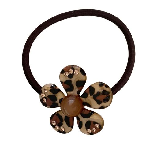 Élastique Casual Pour Cheveux À Fleur Nacré Motif Léopard Contemporain Brun