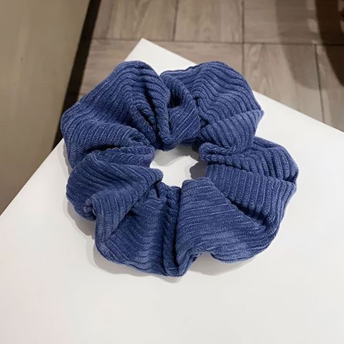 Chouchou Classique Pour Cheveux En Velours Côtelé Vintage Bleu