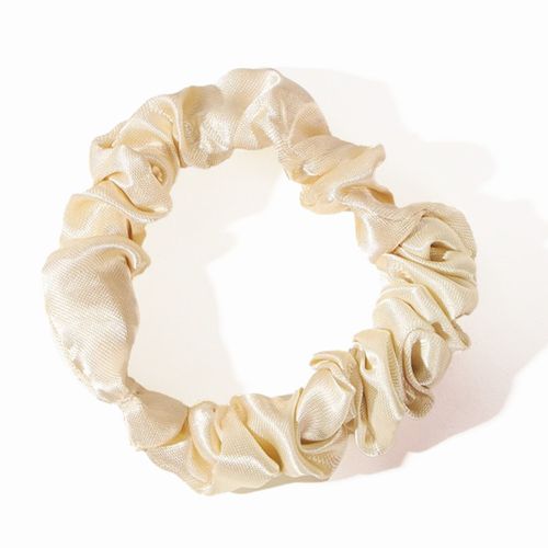 Chouchou Classique Pour Cheveux En Satin Plissé Minimaliste Beige