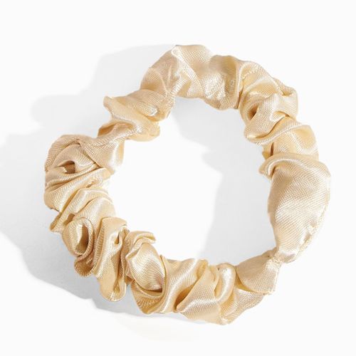 Chouchou Classique Pour Cheveux En Satin Plissé Diamant Chic Beige