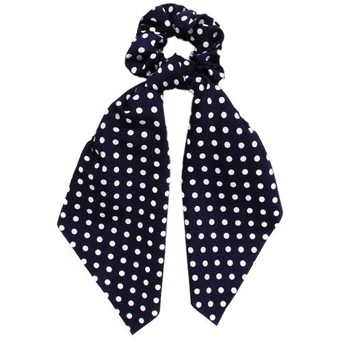 Chouchou Foulard Long Pour Cheveux En Satin À Pois Décontracté Bleu
