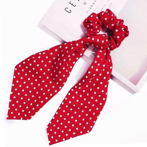 Chouchou Foulard Long Pour Cheveux En Satin À Pois Décontracté Rouge