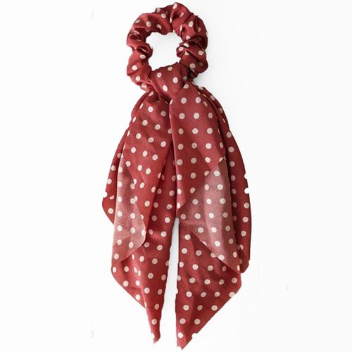Chouchou Foulard Long Pour Cheveux En Satin À Pois Décontracté Rose