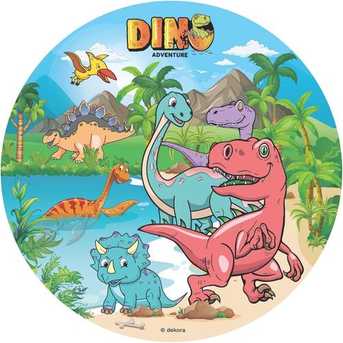 Ershi-Dekora, Dinosaure, Disque D'azyme Comestible, Décoration Pour Gâteaux D'anniversaire D'enfants, Rond 20 Cm[15768]