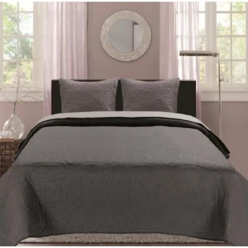 Boutis Ultrasonic Bicolor 2 Places 220 X 240 Cm - Gris Claire / Gris Foncé