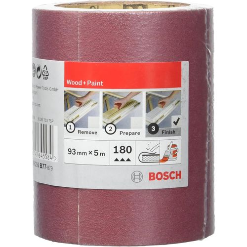 Accessories 2609256B77 Rouleau abrasif pour bois/peinture Marron 93 mm x 5 m P180