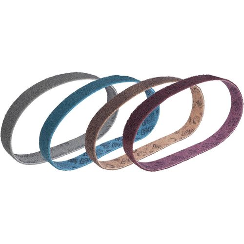 4 pièces 3M SC-BS Fabriqué à partir de Scotch Brite bande abrasive non-tissé ceinture tuyau ponceuse à bande rectifieuse (Mix 4 Grade: A coarse, A medium, A very fine, Super fine, 9mm x 533mm)