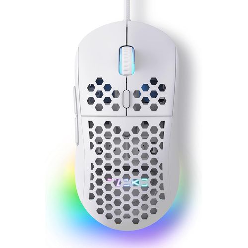 TMKB M1SE Souris Gamer,Souris Gaming PC avec capteur Optique 12800 DPI Gaming Mouse, 6 Boutons programmables, RGB Personnalisable, Ergonomique Filaire Souris Filaire Ordinateur - Blanc