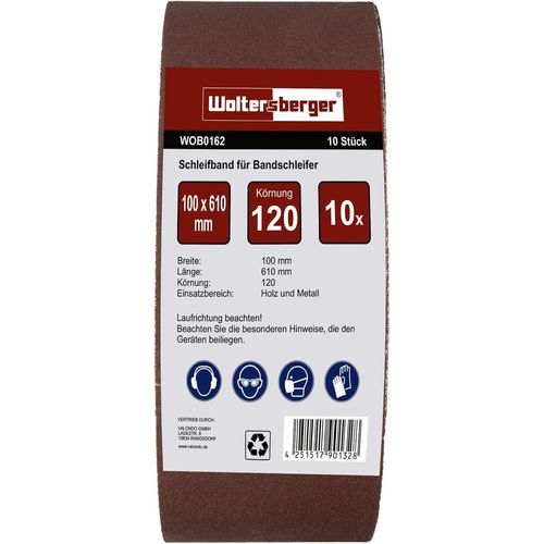 Lot de 10 bandes abrasives en tissu - Dimensions : 100 x 610 mm - Grain P150 - pour ponceuses à bande - Papier Abrasif - Ensemble de Bandes Abrasives