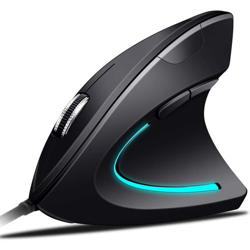 Souris USB Filaire Souris Verticale Ergonomique, poignée Verticale et Design Ergonomique empêche Le Bruit du Tunnel carpien réglable 800/1200/1600 DPI, 5boutons pour PC/Ordinateur Portable/Mac