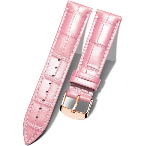 12mm Bracelet De Montre En Cuir Crocodile Véritable Remplacement Montre Bracelet À Dégagement Rapide Etanche - Gr-Pink