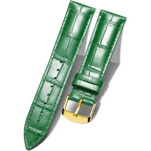 18mm Bracelet De Montre En Cuir Crocodile Véritable Remplacement Montre Bracelet À Dégagement Rapide Etanche - G-Vert
