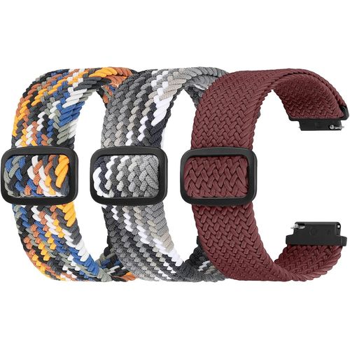 Bracelet De Montre En Nylon Libération Rapide 22mm, Sangle De Sport Respirante Réglable En Douceur Pour Homme Femme Grille Jaune+Grille Noir Blanc+Rouge Vin