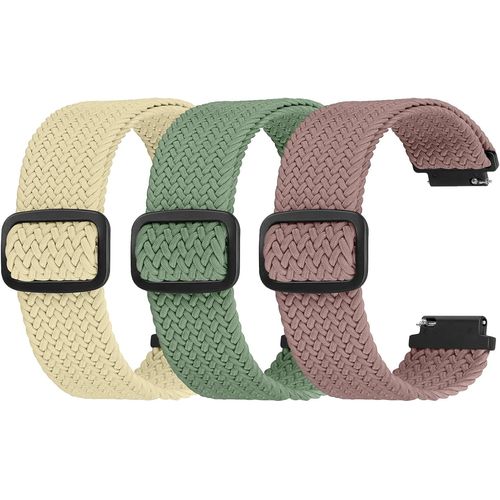 Bracelet De Montre En Nylon Libération Rapide 22mm, Sangle De Sport Respirante Réglable En Douceur Pour Homme Femme Beige+Vert Pin+Violet Fumé