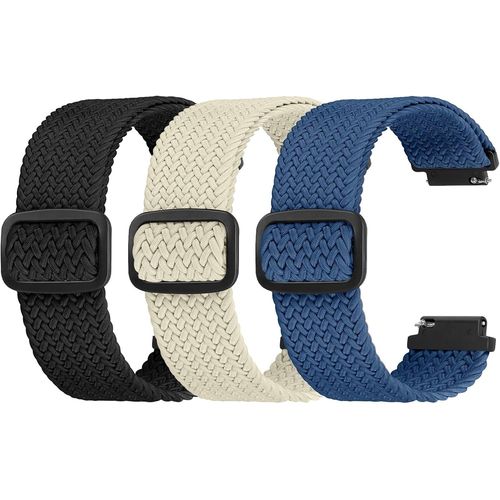Bracelet De Montre En Nylon Libération Rapide 18mm, Sangle De Sport Respirante Réglable En Douceur Pour Homme Femme Noir+Blanc+Bleu Foncé