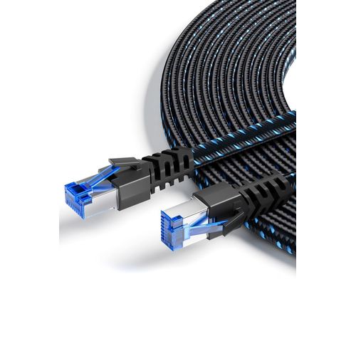 Cat 8 Câble Ethernet 10m - Nylon Tressé Câble Réseau 40Gbps 2000MHz Plat STP RJ45 LAN Câble Compatible avec Routeur Modem Switch