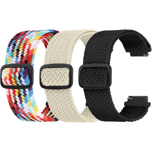 Bracelet De Montre En Nylon Libération Rapide 20mm, Sangle De Sport Respirante Réglable En Douceur Pour Homme Femme Noir+Blanc+Multicolore