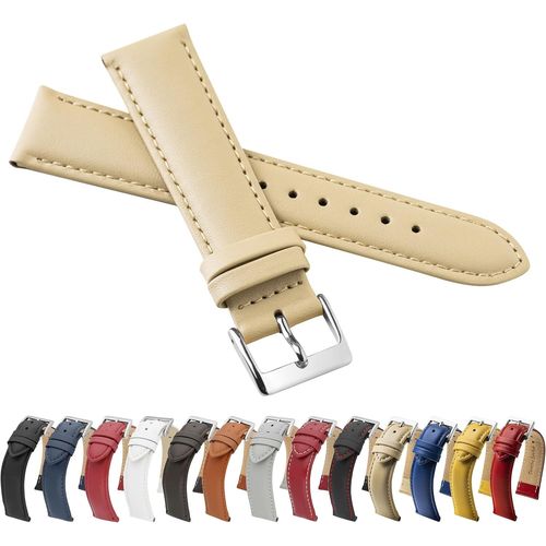 Bracelet De Montre En Cuir Véritable De Vachette Pour Montre - 22 Mm - Beige