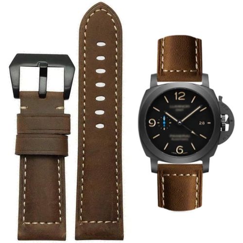 Bracelet De Montre, Bracelet De Remplacement En Cuir Vintage, Bracelet Pour Montres, Bracelet De Remplacement En Cuir Véritable Doux Étanche Avec Outils 20mm - Brun Foncé-Noir